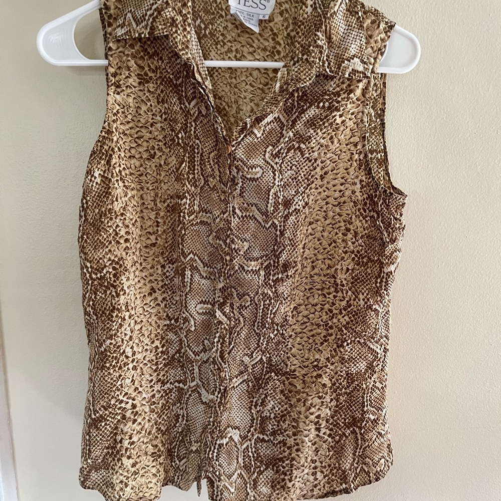 Vintage 90s silk snake print button down